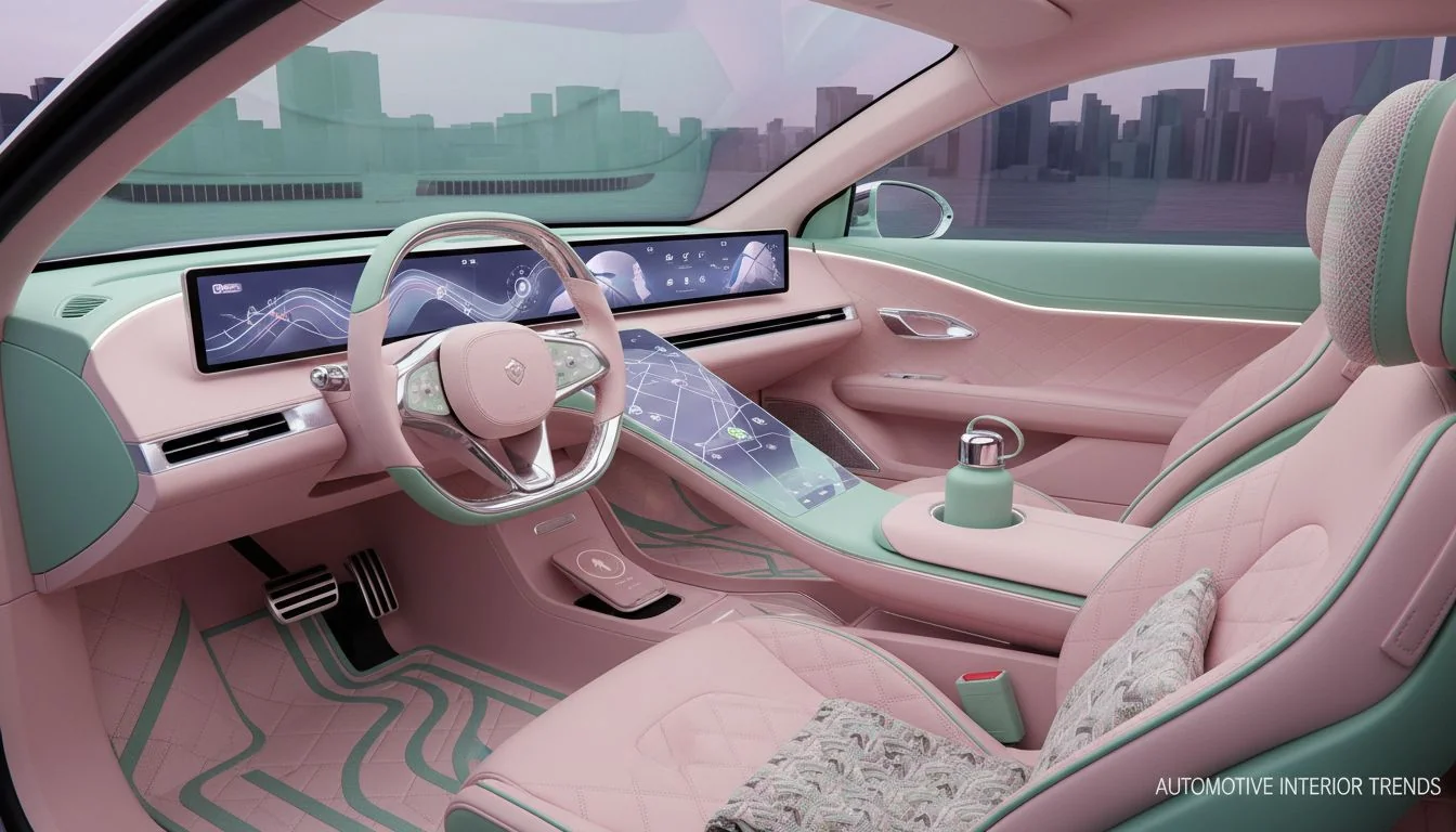 Trendy car interior with matching custom accessories