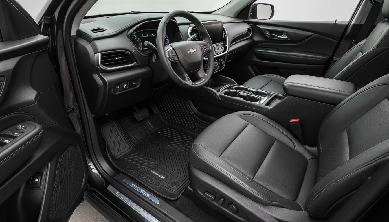 Chevrolet Traverse 2025 interior with black latex floor mats