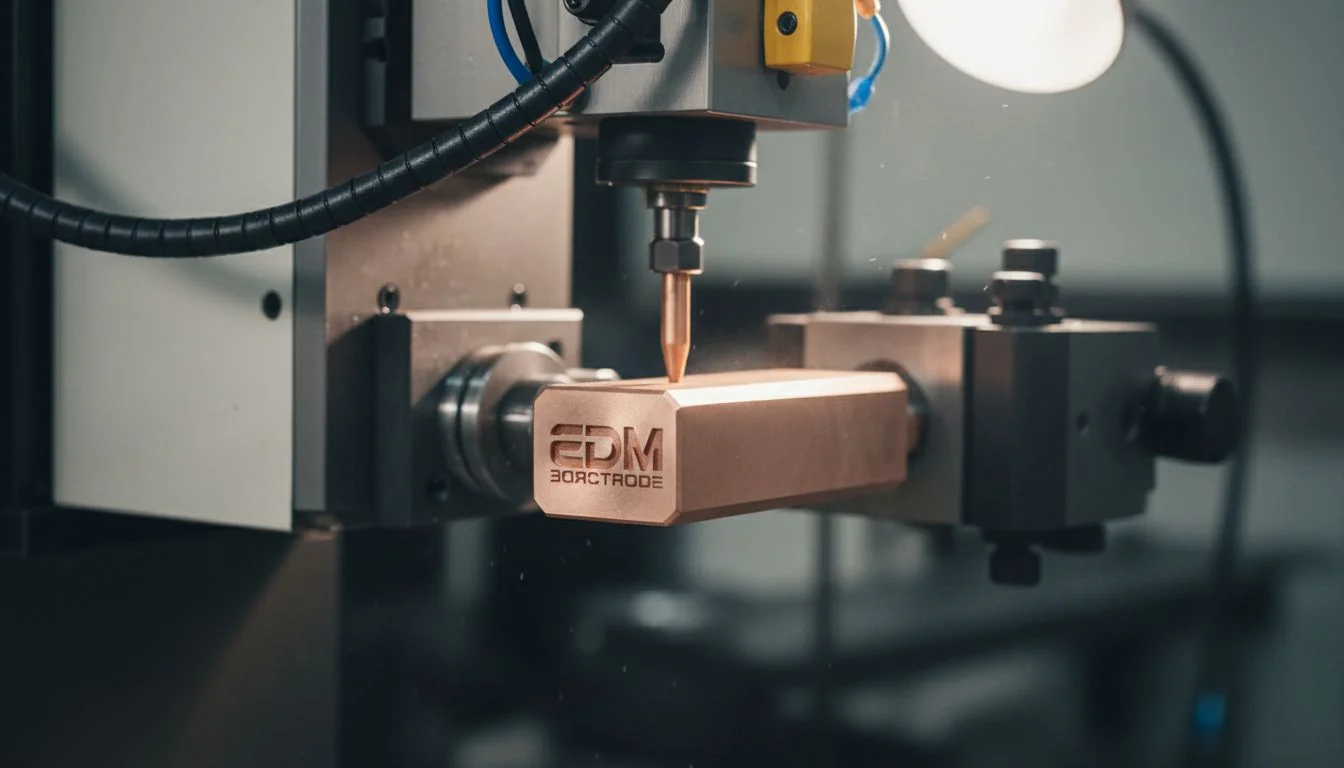 Copper electrode used for EDM machining a logo