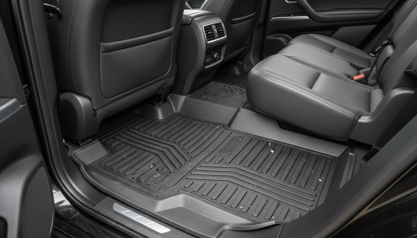 heavy duty rear floor mat in car interior