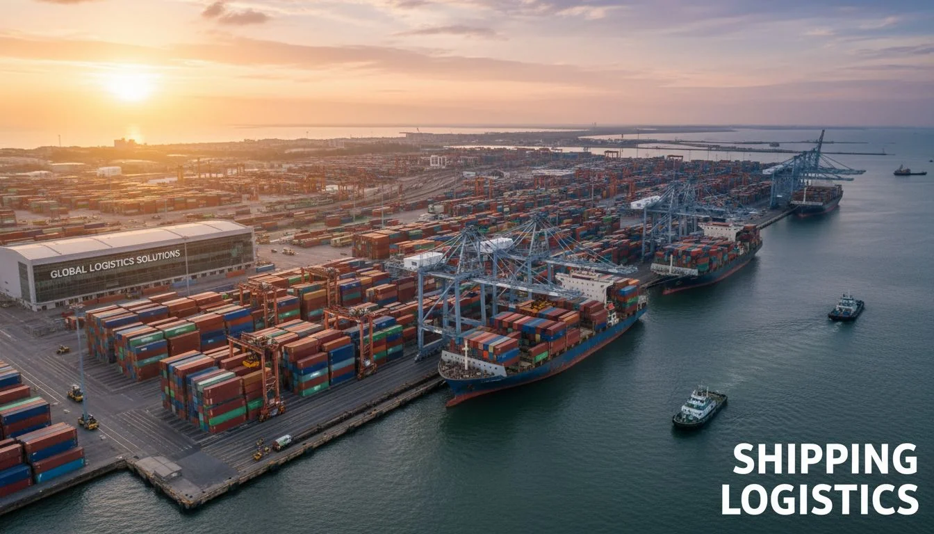 Shipping containers at a port