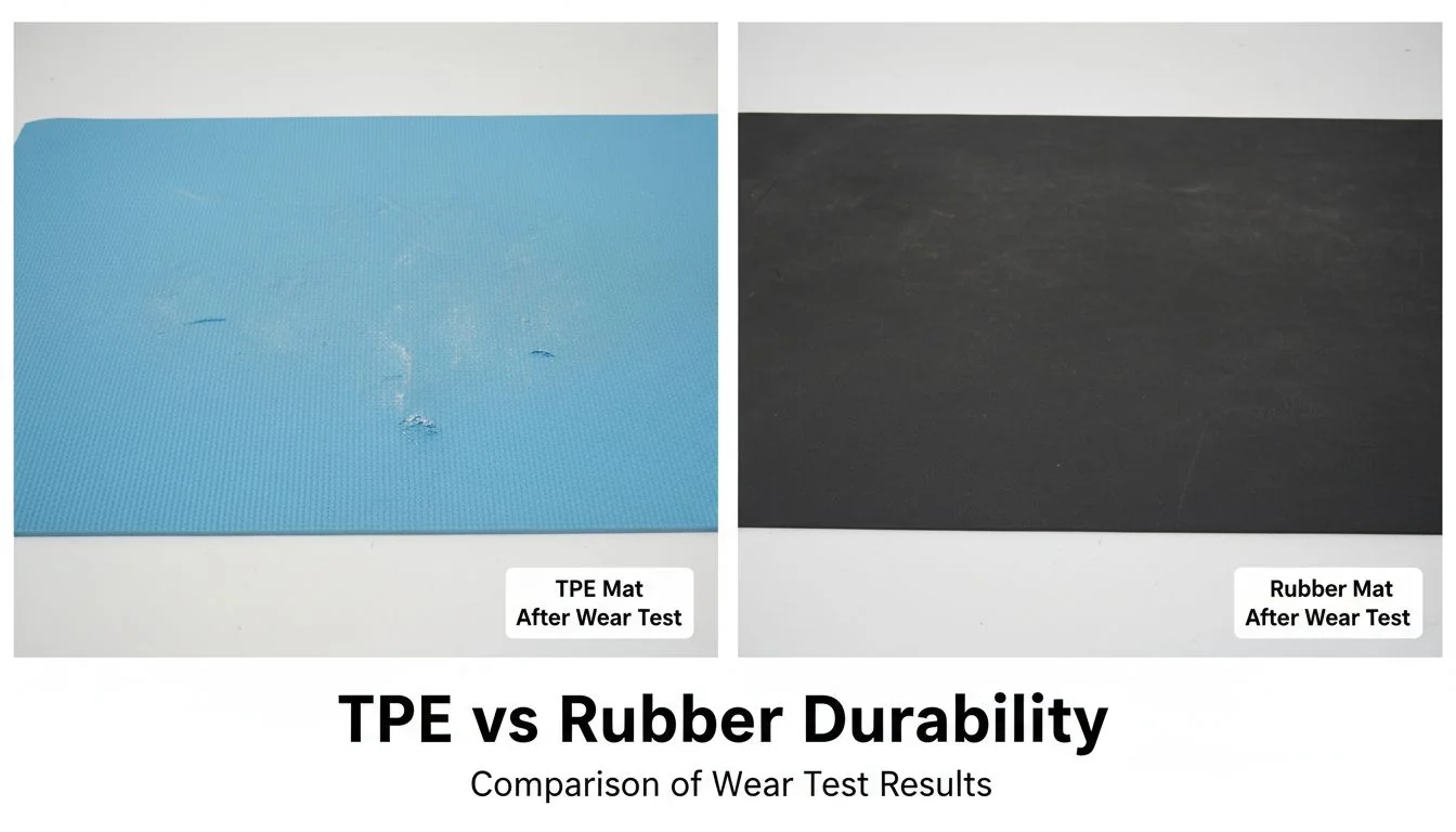Comparison of TPE mat vs rubber mat after wear test