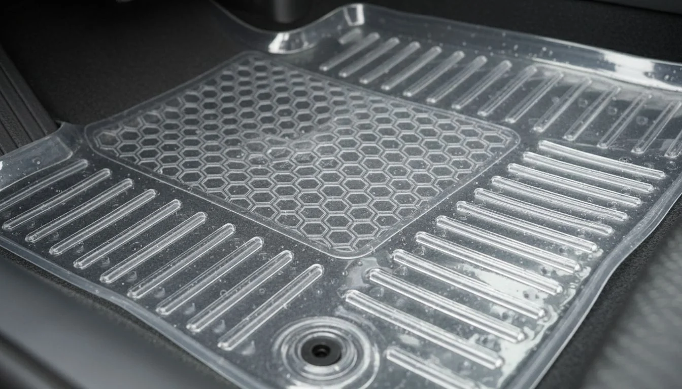 Close up of transparent car mat texture